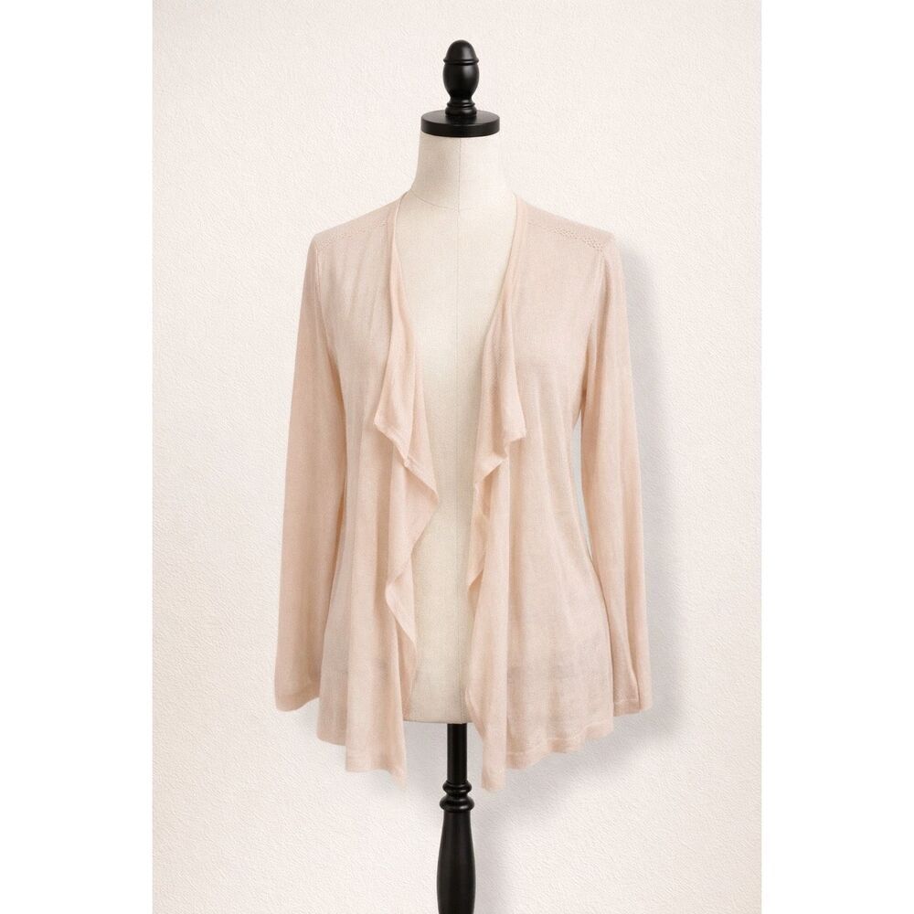 Promod Blush Open Front Cardigan | Size S | Draped Lightweight Sweater
